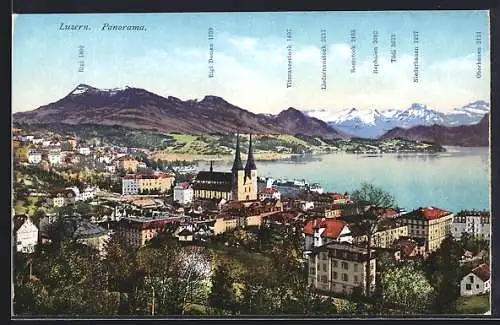 AK Luzern, Panorama mit Stadt und Rigi