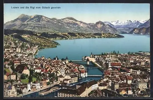 AK Luzern, Stadt und Rigi vom Gütsch gesehen