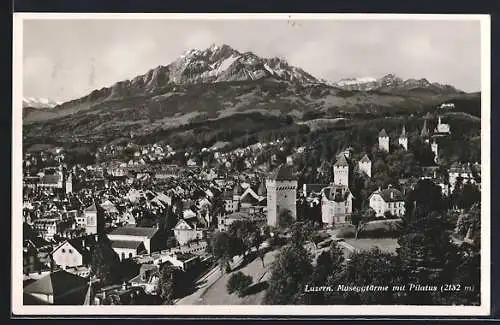 AK Luzern, Museggtürme mit Pilatus