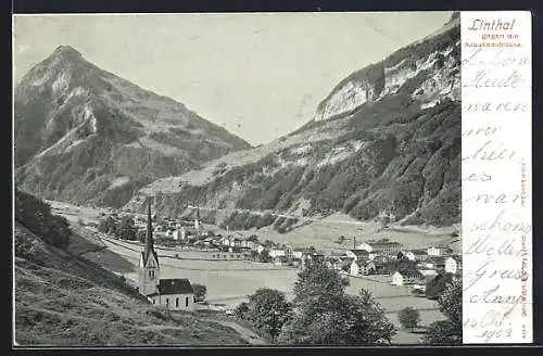 AK Linthal, Ortsansicht gegen die Klausenstrasse