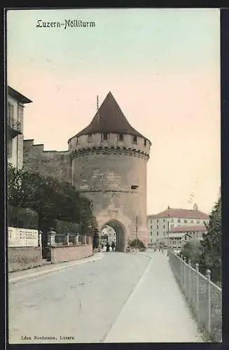 AK Luzern, Nölliturm mit Strassenpartie