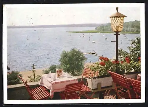 AK Berlin-Wannsee, Blick auf den Wannsee von der Gaststätte Terrassen am Strandbad Wannsee