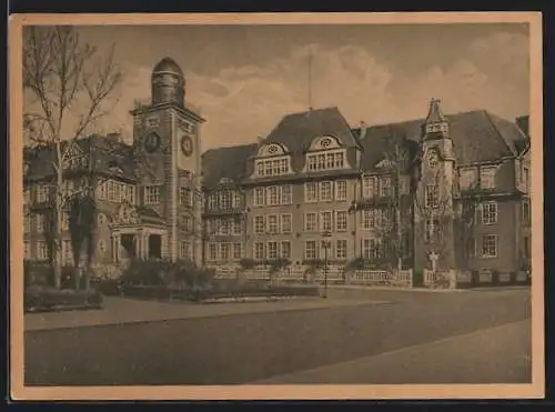 AK Erfurt, Humboldtschule, Frontansicht mit Turm