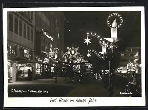 AK Düsseldorf, Schadowstrasse im Weihnachtsglanz