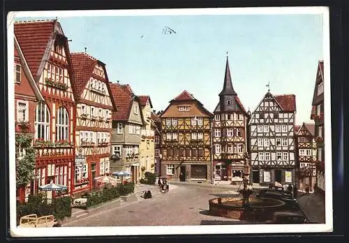 AK Fritzlar, 1200 jährige Geschichte, Marktplatz mit Hotel und Brunnen