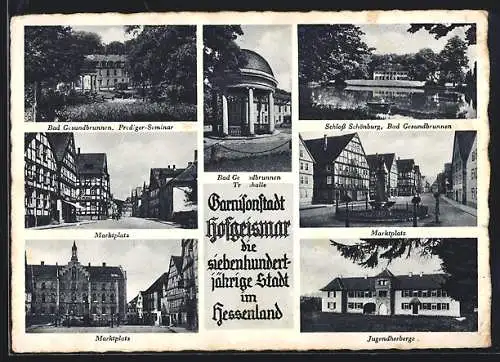 AK Hofgeismar /Hessen, Jugendherberge, Marktplatz, Bad Gesundbrunnen Prediger Seminar