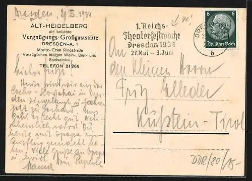Künstler-AK Dresden-A., Gasthaus Alt-Heidelberg, Moritz- Ecke Ringstrasse, Innenansicht