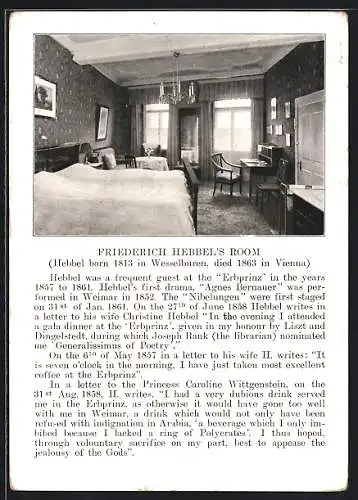 AK Weimar / Thüringen, Parkhotel Erbprinz, Friedrich Hebbels Room