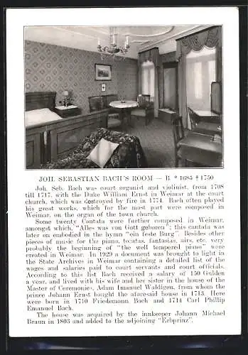 AK Weimar / Thüringen, Parkhotel Erbprinz, Johann Sebastian Bachs Room