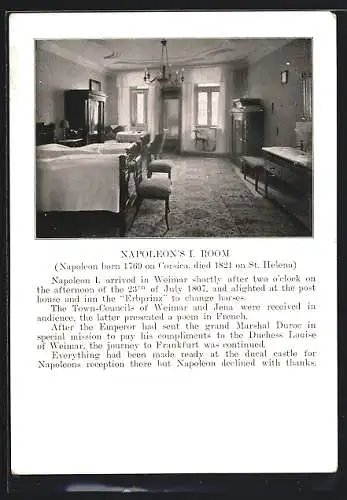 AK Weimar / Thüringen, Parkhotel Erbprinz, Zimmer von Napoleon I., Innenansicht