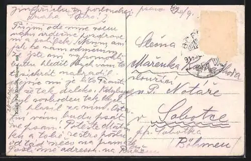 AK Sopron, Rathausplatz mit Denkmal