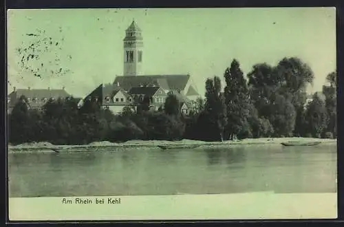 AK Kehl, Flusspartie mit Kirche