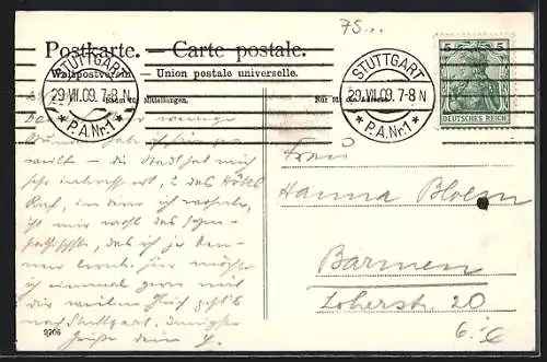 AK Pforzheim, Totalansicht vom Wasserturm