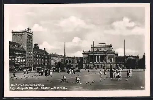 AK Leipzig, Augustusplatz mit neuem Theater und Hochhaus