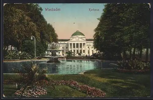 AK Wiesbaden, Kurhaus mit Parkanlage