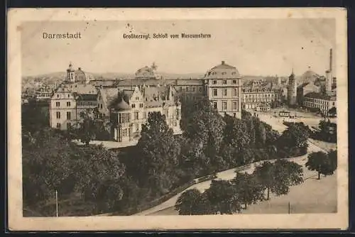 AK Darmstadt, Grosshezogl. Schloss vom Museumsturm