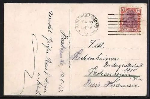 AK Karlsruhe, Ansicht aus der Vogelschau