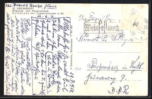 AK Aulhausen / Rhein, St. Vincenzstift, Bildungs- und Pflegeanstalt