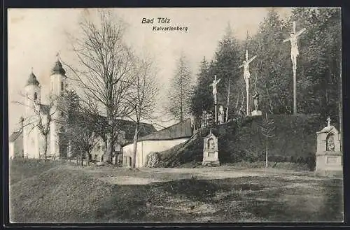 AK Bad Tölz, Kalvarienberg mit Kirche