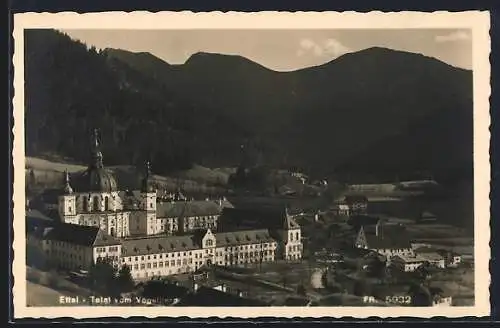 AK Ettal, Blick auf das Schloss vom Vogelherd