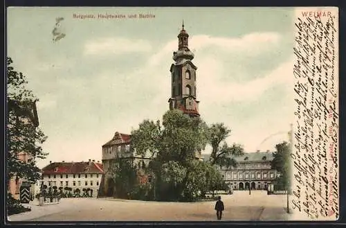 AK Weimar / Thüringen, Burgplatz, Hauptwache und Bastille