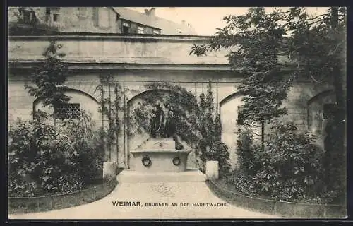 AK Weimar / Thüringen, Brunnen an der Hauptwache