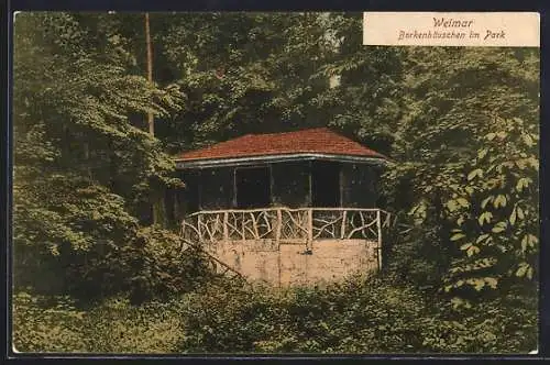 AK Weimar / Thüringen, Borkenhäuschen im Park