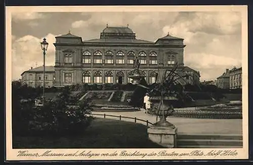 AK Weimar / Thüringen, Museum und Anlagen vor der Erichtung der Bauten am Platz