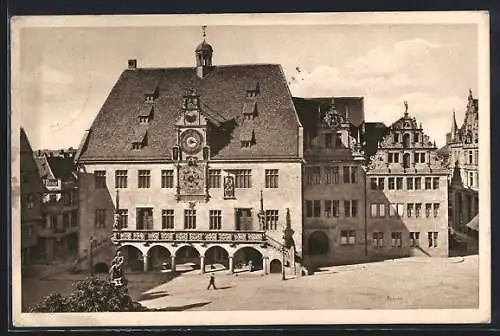 AK Heilbrunn, Rathaus mit Denkmal