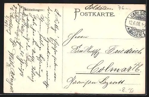 AK Karlsruhe, Marktplatz mit Pyramide