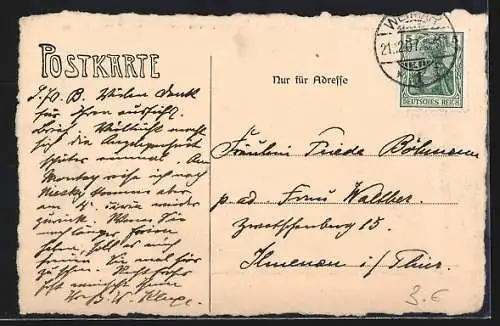 AK Weimar / Thüringen, Theater mit Denkmal