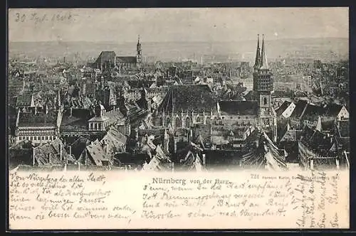 AK Nürnberg, Blick von der Burg auf die Altstadt