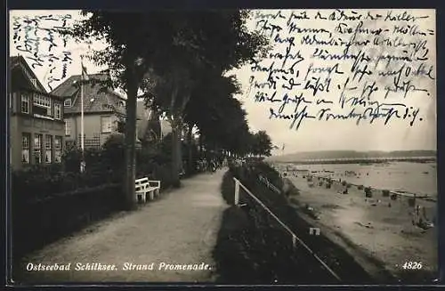 AK Schilksee /Ostsee, Strand Promenade mit Hotels