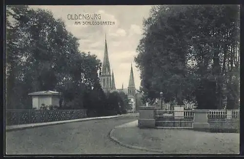 AK Oldenburg / O., Strasse am Schlossgarten
