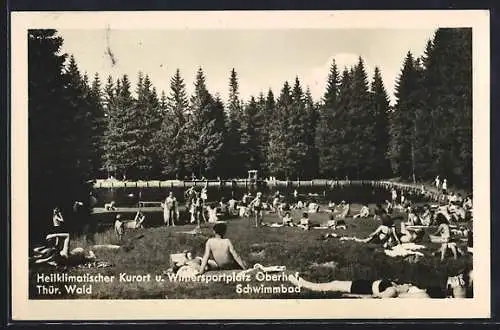 AK Oberhof /Thür. Wald, Schwimmbad an einem sonnigen Tag