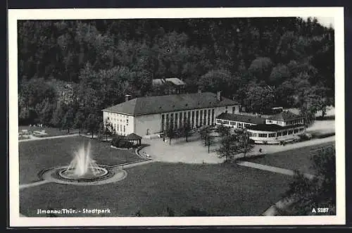 AK Ilmenau /Thür., Stadtpark aus der Vogelschau