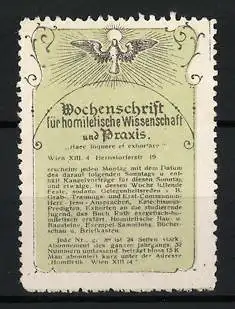 Reklamemarke Wien, Wochenschrift für homiletische Wissenschaft und Praxis, Adler-Symbol