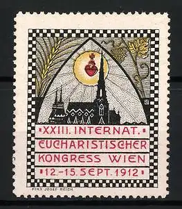 Reklamemarke Wien, XXIII. Internat. Eucharistischer Kongress 1912, Herz und Kirche