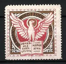 Reklamemarke Johannes Evangelista, Adler mit Buch