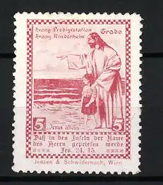 Reklamemarke Grado, Evang. Predigtstation Evang. Kinderheim, Jesus mit Kind