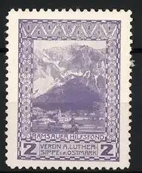 Reklamemarke Ramsau, Ramsauer Hilfsfond, Landschaft mit Bergen