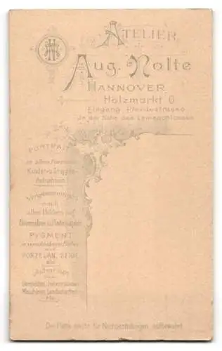 Fotografie Aug. Nolte, Hannover, Holzmarkt 6, Porträt eines eleganten Herrn
