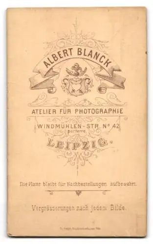 Fotografie Albert Blanck, Leipzig, Windmühlenstrasse 42, Porträt einer jungen Frau