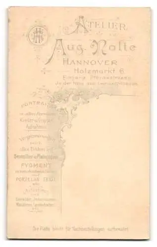 Fotografie Aug. Nolte, Hannover, Holzmarkt 6, Porträt eines eleganten Herren