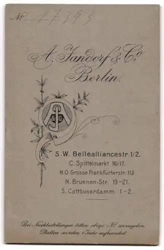 Fotografie A. Jandorf &amp Co, Berlin, Bellealliancestr. 1 /2, Porträt einer Frau in Spitzenkleid