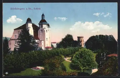 AK Säckingen a. Rh., Schloss mit Parkanlage