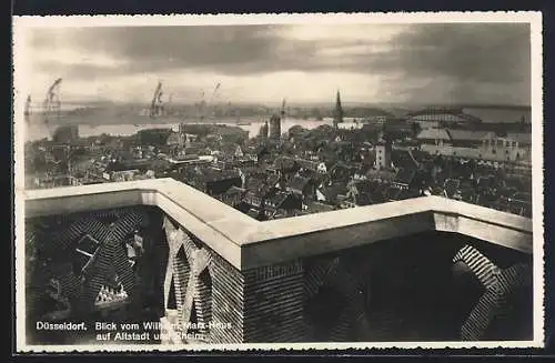 AK Düsseldorf, Blick vom Wilhelm Marx Haus auf die Alstadt und den Rhein