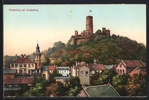 AK Godesberg, Ortsansicht mit Godesburg