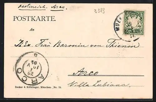 AK München, Siegesthor mit Ludwigstrasse, Strassenbahn