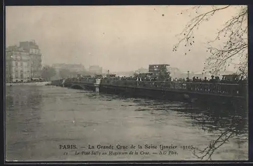 AK Paris, La Grande Crue de la Seine, Janvier 1910, Le Pont Sully au Maximum de la Crue